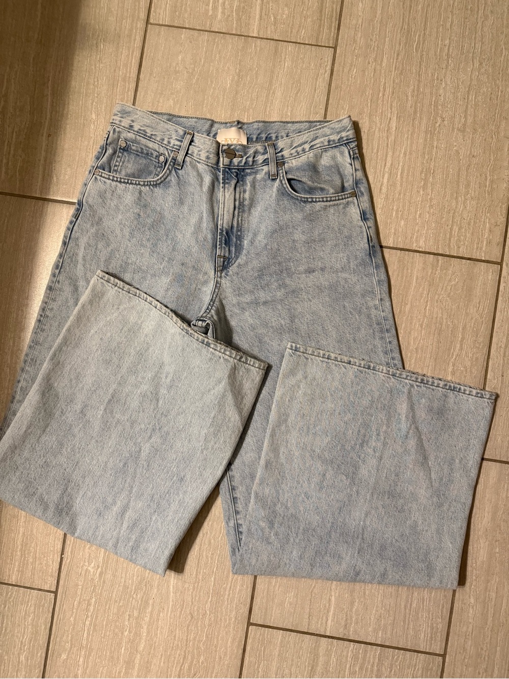 Light Blue Wide-Leg Heavy Denim Jeans - Unbranded - Picture 7 of 9